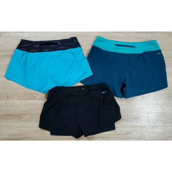 Nike Womens Lot of 3 Lined Rival Blue Black Shorts - Picture 2 of 5